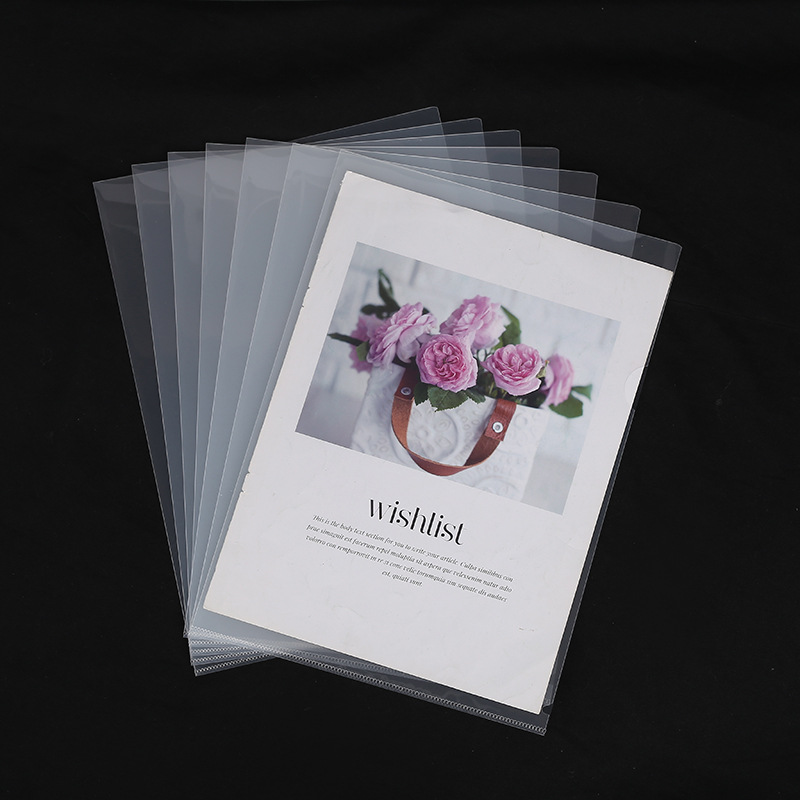 L-Shaped A4 Folder Single-Chip Folder Advertising Printing Logo File Protective Cover Transparent File Envelope Folder