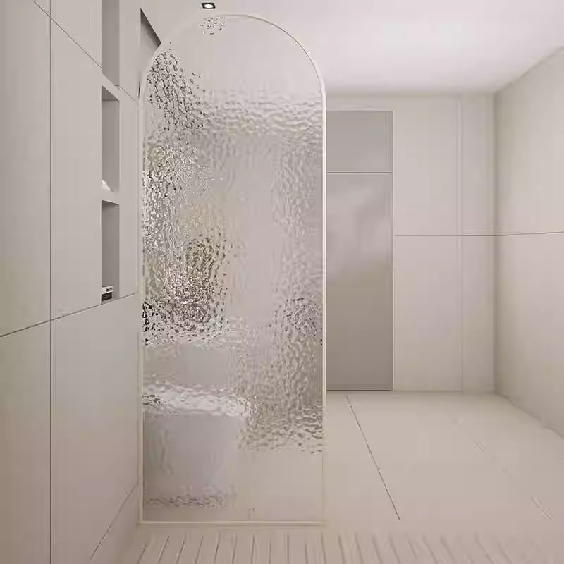 Shower Room Overall Glass Partition Bathroom Dry and Wet Separation Tempered Glass Partition Screen Bath Screen Arched Waterproof