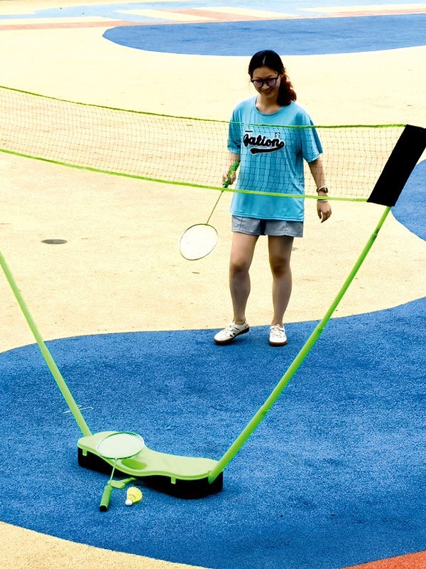 Portable Badminton Net Set 3m Storage Type Home Entertainment Simple Net Posts Standard Court Lines Export Q