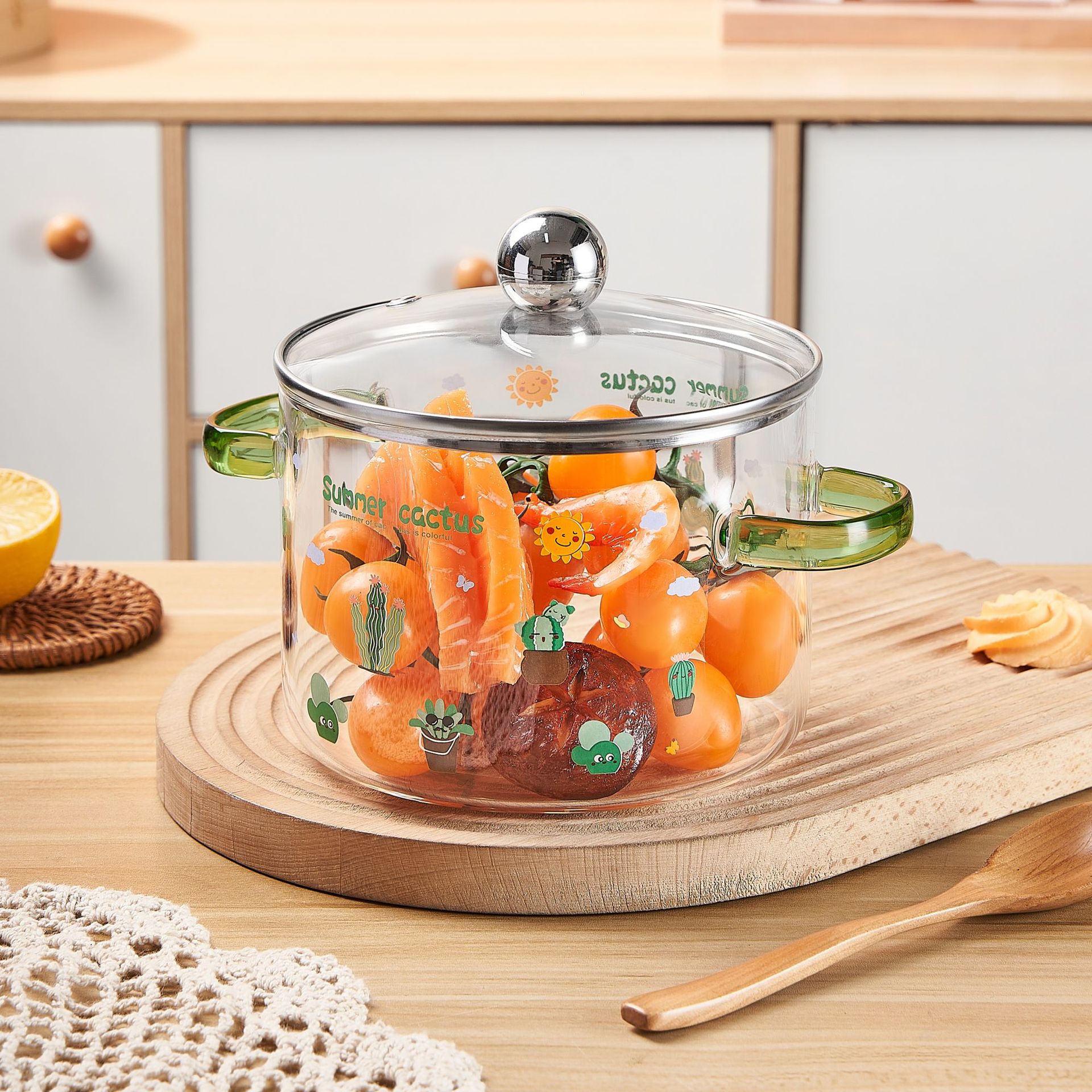 High borosilicate glass heat-resistant binaural stew pot electric ceramic stove can be used to cook porridge dessert fruit bowl salad instant noodle bowl