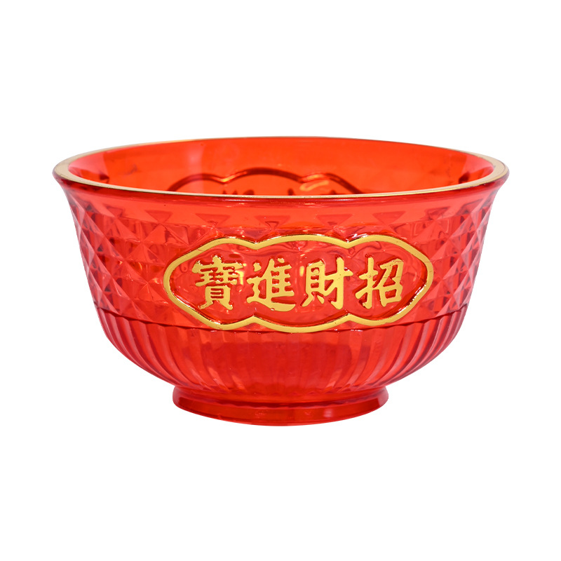 Crystal Cup High Foot Auspicious Cup Flat Bottom Tea Cup Plastic Bowl for Blessing Small Wine Cup Small Bowl Wholesale