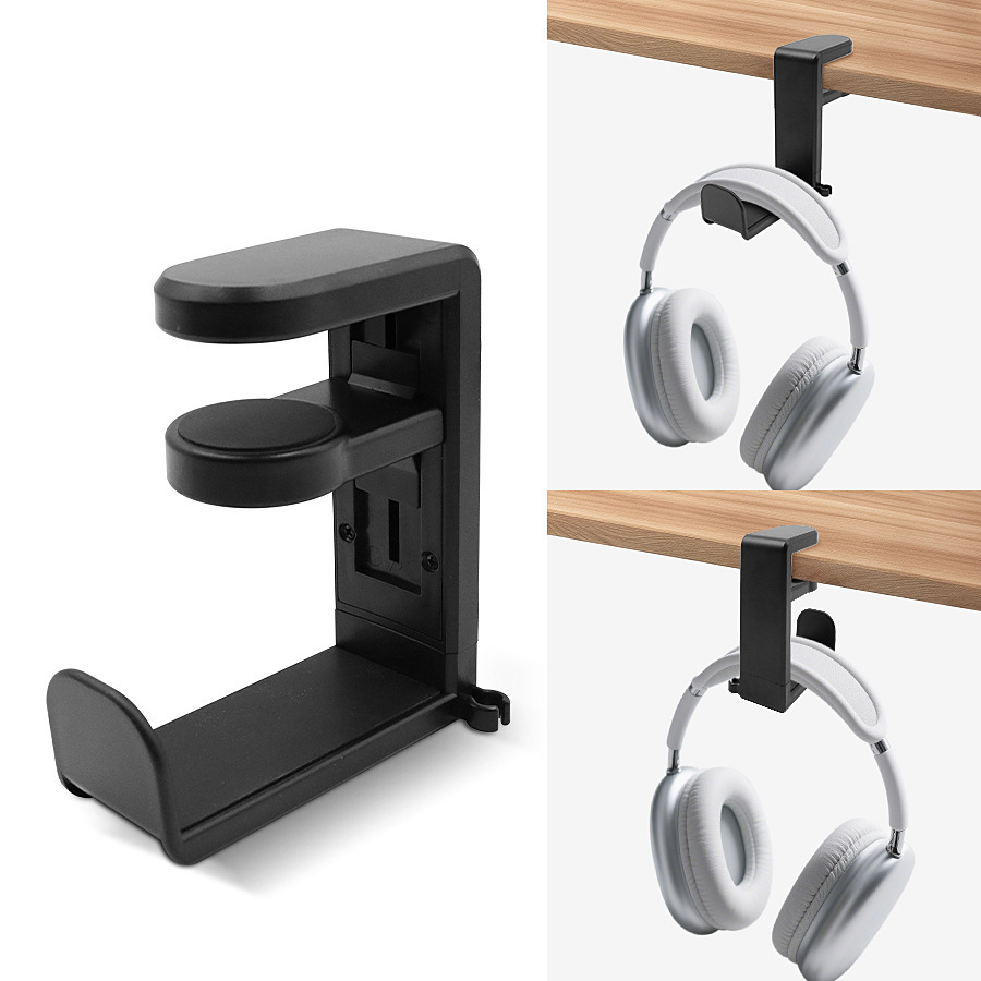 Headphone Stand 360 Degree Rotating Headphone Stand Desk Clip-On Hook Storage Headphone Stand Free of Installation