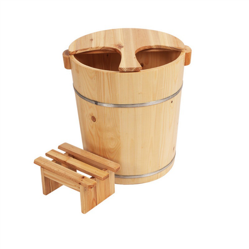 Warm Foot Bath Bucket, Traditional Xizang Foot Bath Bucket, Foot Bath Bucket, Solid Wood Foot Bath Bucket, Small Deep Bucket with Lid Wooden Bucket