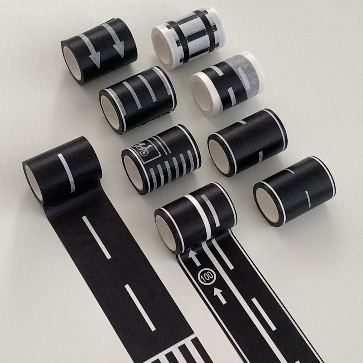 Children's Cartoon DIY Road Rail Transit Railway Highway and Paper Tape Car Train Curve Self-Adhesive Sticker