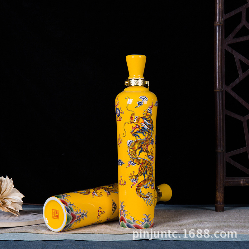 Ceramic wine bottle wine set 1kg and a half Longteng Shengshi 3kg gift box high-grade sealed white wine jar decorative wine bottle