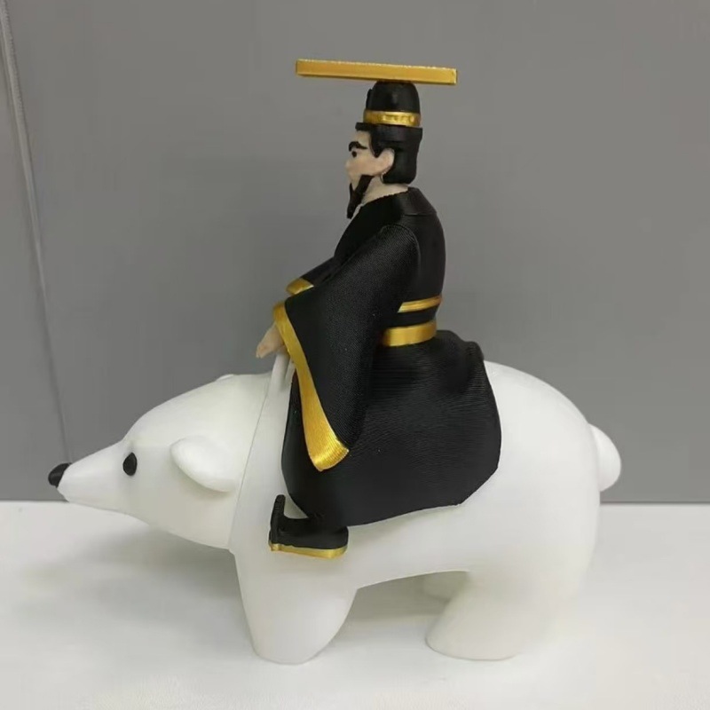 Abstract Model Toy of Qin Shi Huang Riding an Polar Bear, Funny Figurine of Polar Bear Riding Qin Shi Huang, Plastic Ornament