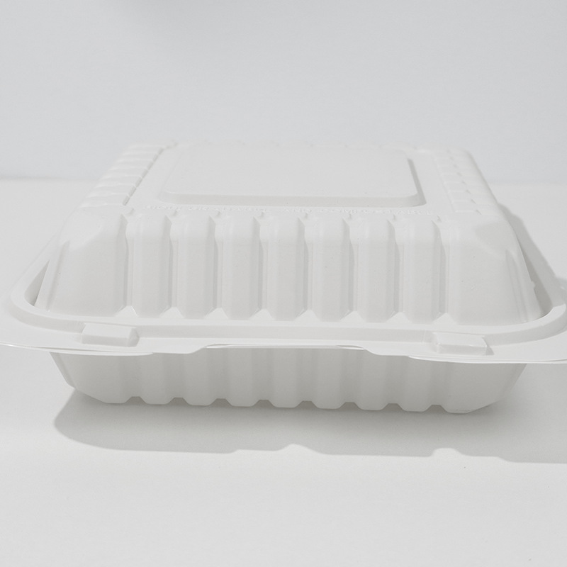 Single-Compartment Three-Compartment Disposable Lunch Box Corn Starch Biodegradable Canteen Packaging Box Environmentally Friendly Lunch Box Flip Cover
