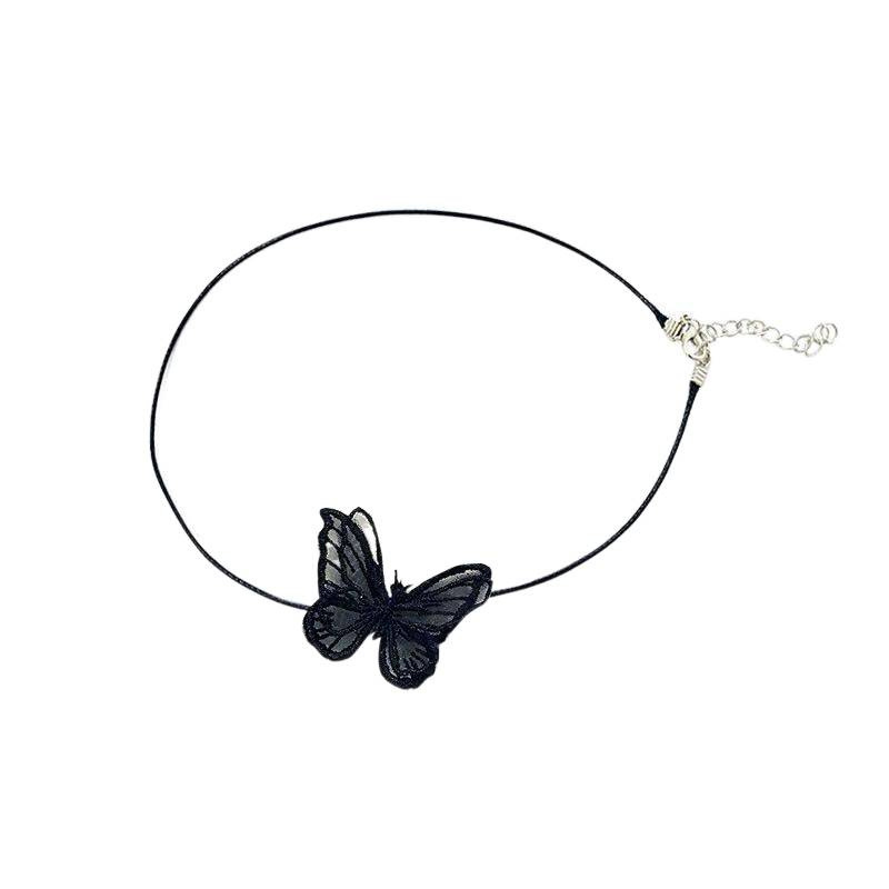 Necklace for Women Niche Ins Lace Butterfly Necklace Choker Short Collarbone Chain Simple Versatile Choker