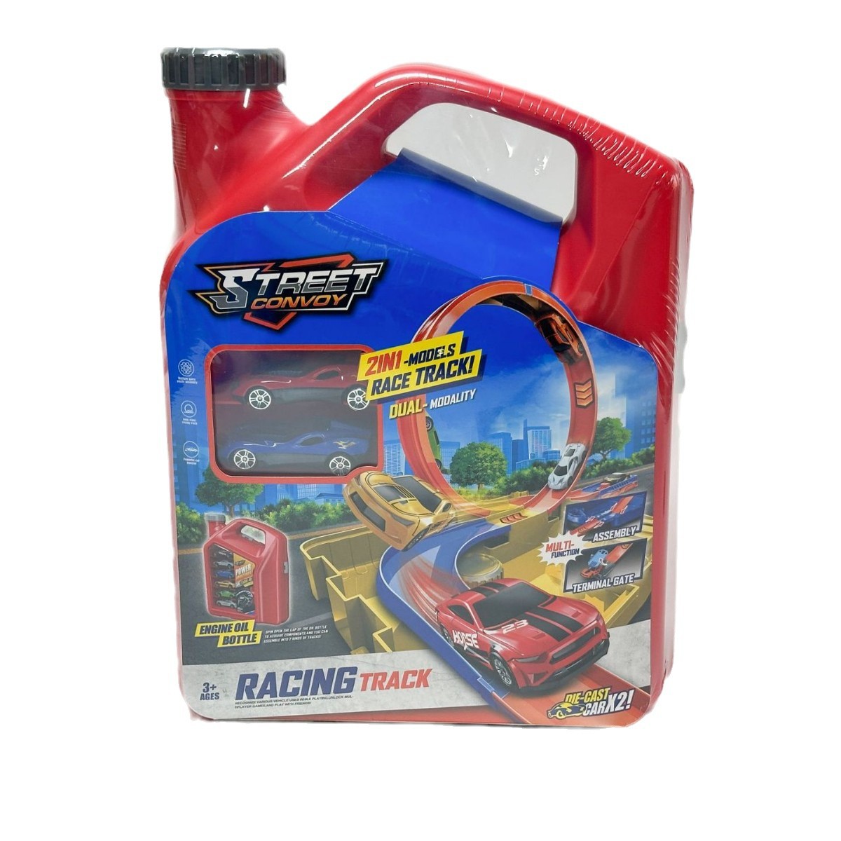 Cross-Border Storage Oil Bottle Ejection Rail Car Alloy Toy Car Ejection Rail Stunt Box Amazon Boy