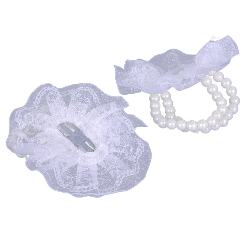 Beaded Hand Flower Bride Wedding Wrist Flower Pearl Flower Wrist Wreath Bridesmaid Sister Bracelet Flower Lace Hand Torthen