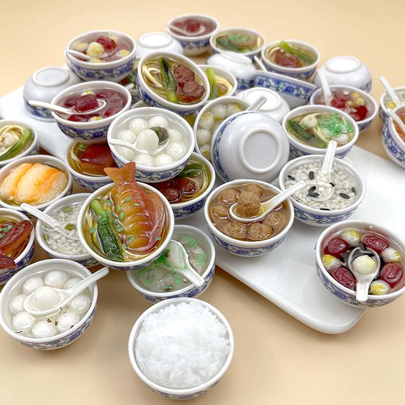 Explosive Chinese style simulation food crafts 4cm bowl noodles model children's food play jewelry wholesale