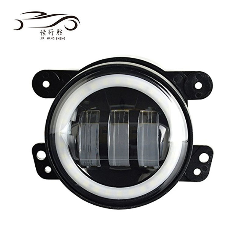 Cross-Border 4inch Wrangler Fog Lights Suitable for White and Yellow Halo Angel Eyes Off-Road Vehicle Front Bumper Modification Led Car Fog Lights