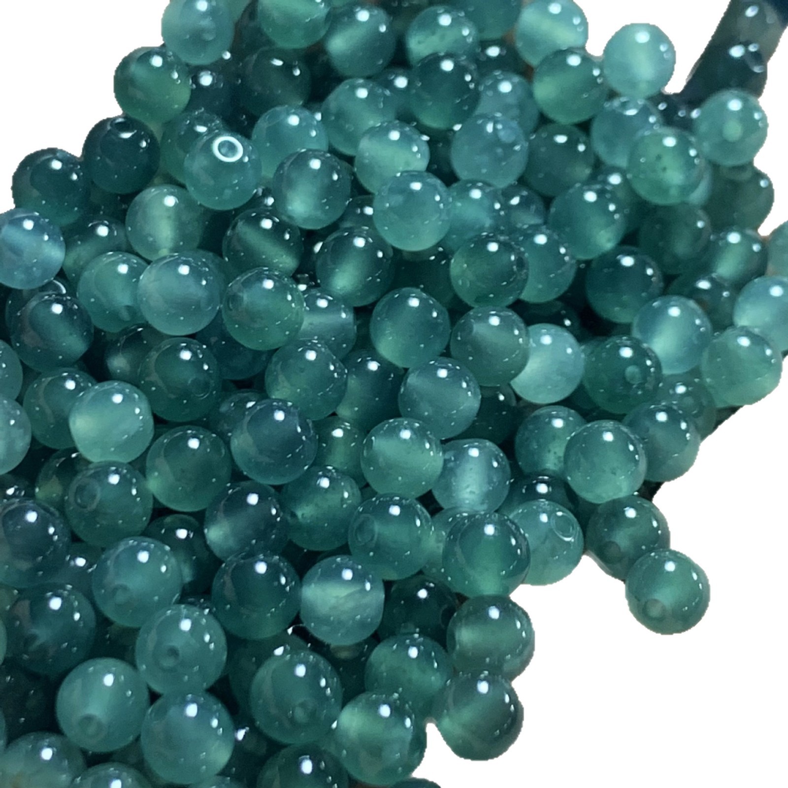 Natural A-Grade Jadeite Ice Old Blue Water Material Snowflake Cotton Round Beads Single Bead Rice Beads Large and Small Loose Beads Accessories DIY Wholesale