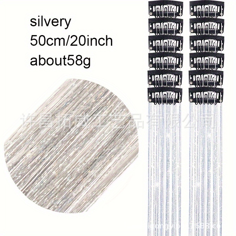 Foreign Trade Best-Selling 12-Piece Laser Gold Seamless Hair Extensions Boxed Colorful Straight Hair Extensions Dyed Hair Extensions