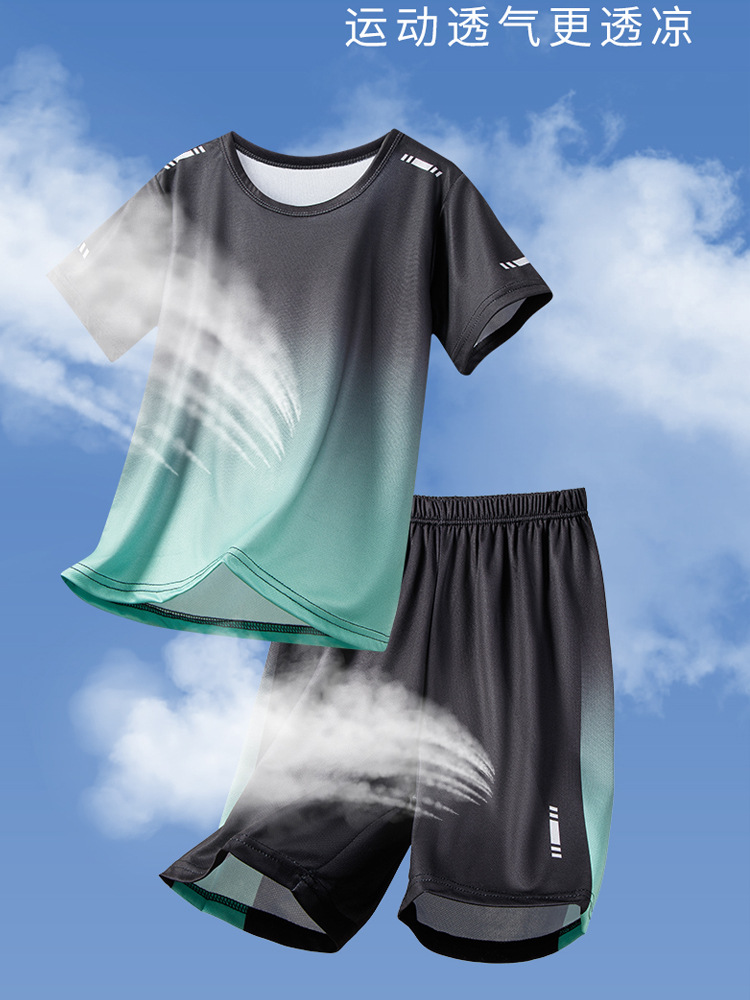 Boys' Summer Clothes suit Children's Summer New Children's Short-sleeved Quick-drying Sports Teenagers Basketball Clothes Trendy Children's Clothes