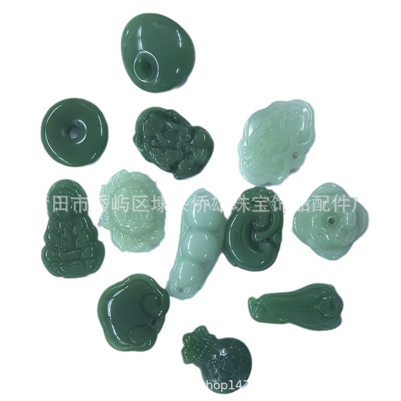 Peace Buckle Pendant Imitation Jade DIY Jewelry Accessories Glass White Jade Peace Buckle Pendant Bracelet Necklace Jewelry Pendant