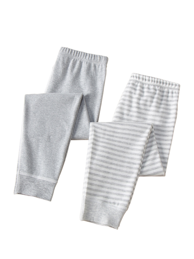 Autumn and Winter Children's Seamless Pure Cotton Long Johns Single Piece Pants Striped Loungewear Pants for Older Children Spring and Autumn Sleep Pants