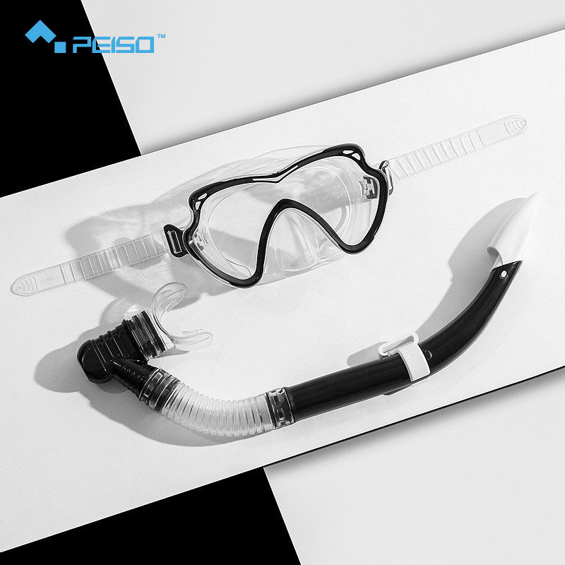Маска для дайвинга с большим обрамлением, полусухая трубка, двухкомпонентный комплект, стекло PC, ПВХ трубка
