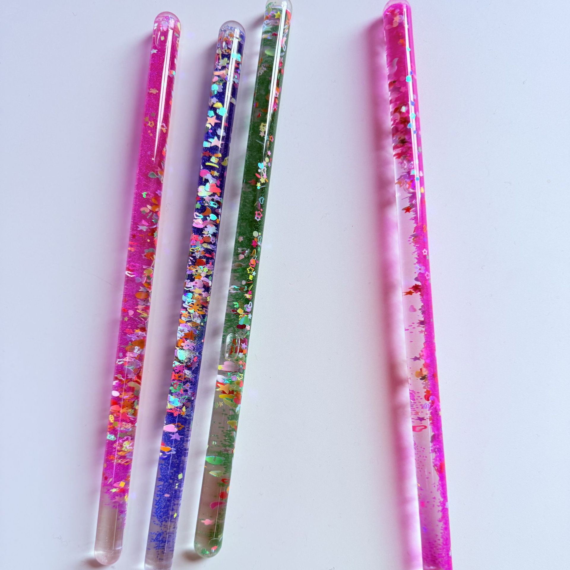 Cross-border liquid flash stick decompression rotating stick oil quicksand stick timer desk sensory decompression toy