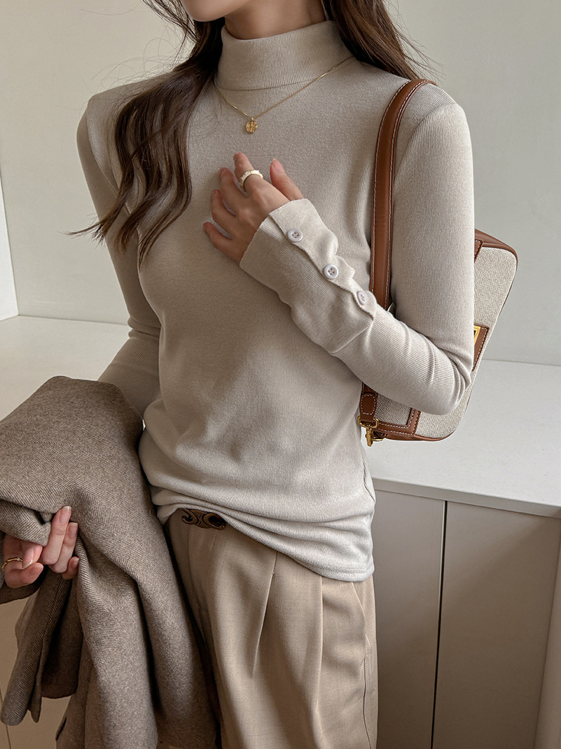 Imitation Cashmere Half Turtleneck Autumn and Winter Long-Sleeved Bottoming Shirt for Women to Wear Outside Long-Sleeved T-Shirt Design High-End Top