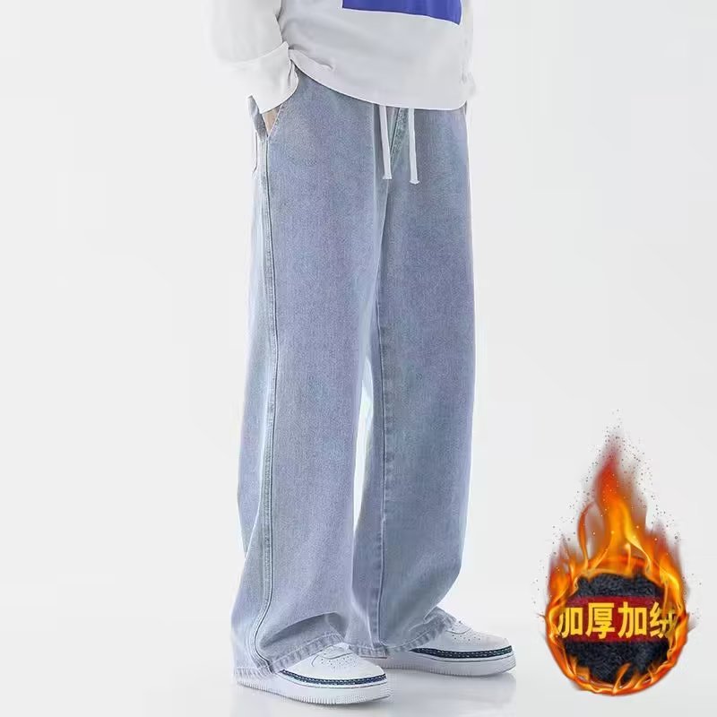 Men's Jeans Yellow Mud Dye Fashion Brand Autumn and Winter New Loose Straight American Style Retro High Street Wide Leg Pants for Men