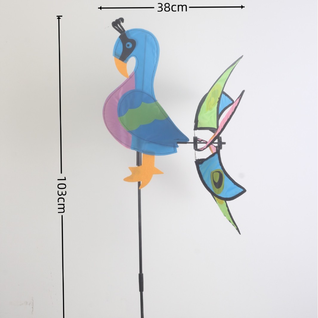 Street Stall Kidsren's Toys Peacock Bird Fabric Stereo Windmill Outdoor Decoration Colorful Wholesale Inventory Processing Special Price