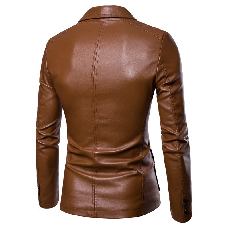 Plus Size Spring and Autumn Men's New Korean Style Fashion Leather Clothing PU Motorcycle Men's Slim Fit Leather Jacket Coat Men's Fashion Brand