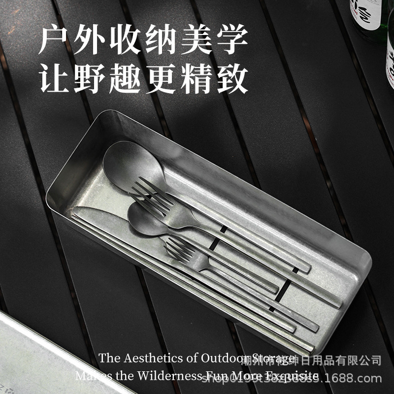 304 Stainless Steel Old Retro Industrial Style Commercial Restaurant Chopsticks Tableware Storage Box with Cover Cut Out Water Filter