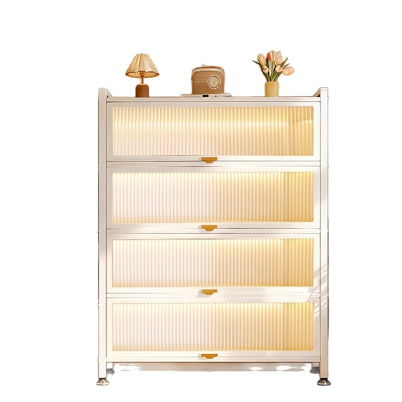 Household Storage Cabinet Steel Storage Cabinet Bedroom Bookcase Living Room Balcony Floor-Standing Multi-Layer Storage Cabinet with Door Iron Cabinet