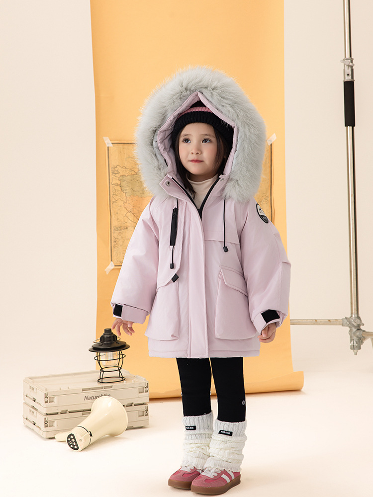 Girls' Autumn and Winter Jacket 25 New Models Children's Winter Fleece-Lined Thickened Three-Proof Parka Stylish Cotton Coat Winter