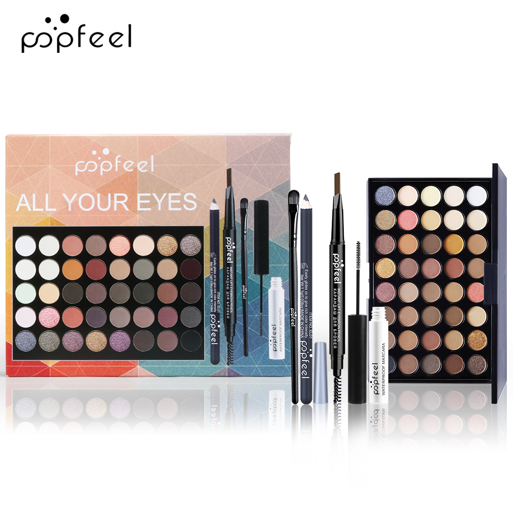 Makeup POPFEEL 40 цветная палитра теней для век тушь кисть для теней подводка карандаш для бровей набор для начинающих