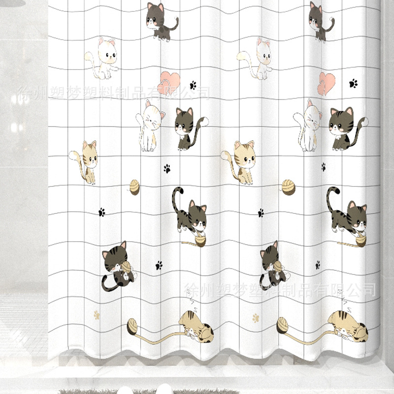 Cross-border Explosions peva Shower Curtain Waterproof Mildew-proof Bathroom Toilet Hole-free Partition Curtain Door Curtain