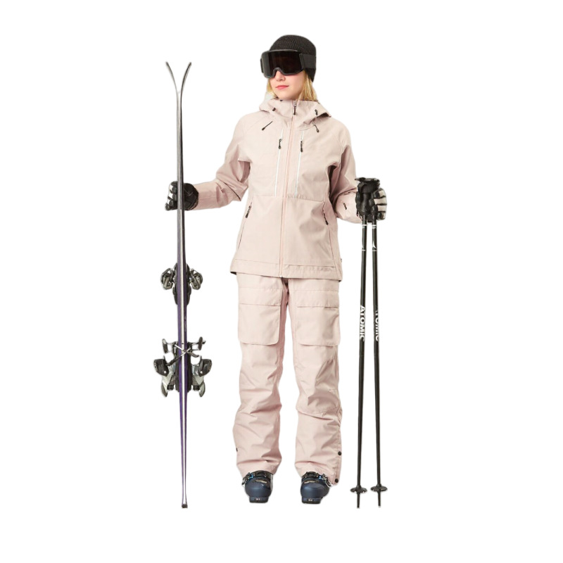 Pink Girl Ski Suit with Fully Taped Seams, Windproof, Waterproof and Warm Ski Pants for Winter