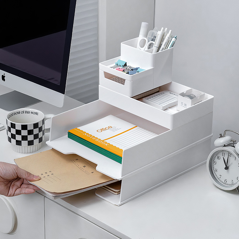 Desktop Multi-Layer File Storage Rack Office A4 Paper Data Storage Box Desk Small Items Storage Rack