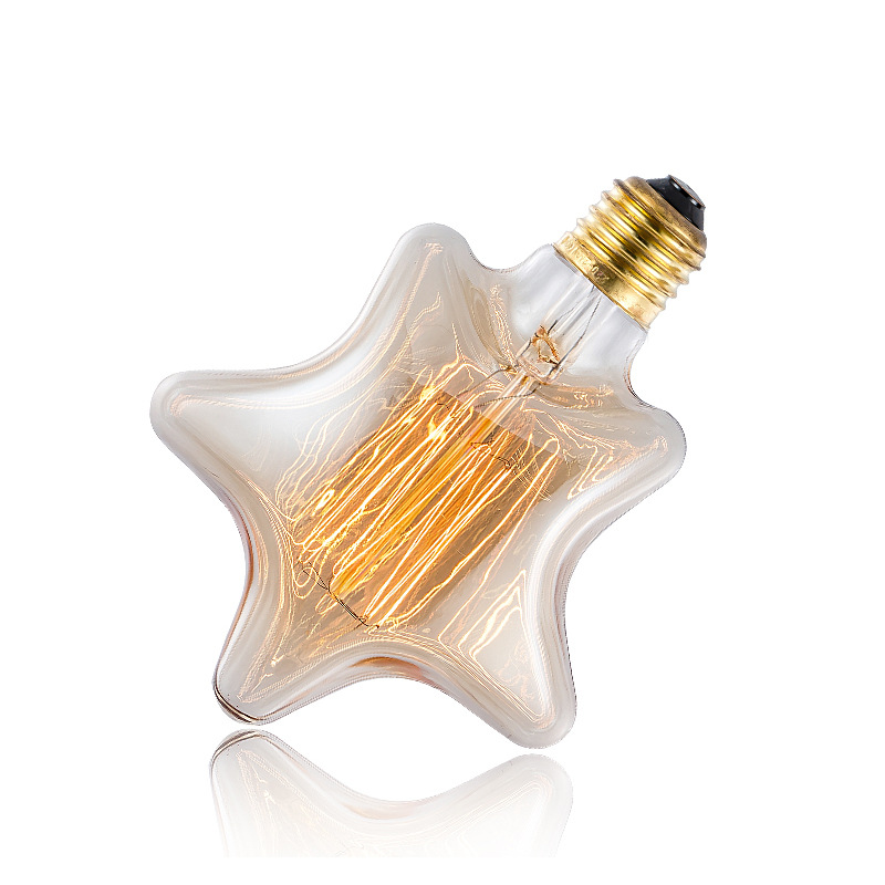 [Five-Pointed Star Straight Silk] Edison Retro Dimmable Bulb Christmas Party Atmosphere Decorative Bulb