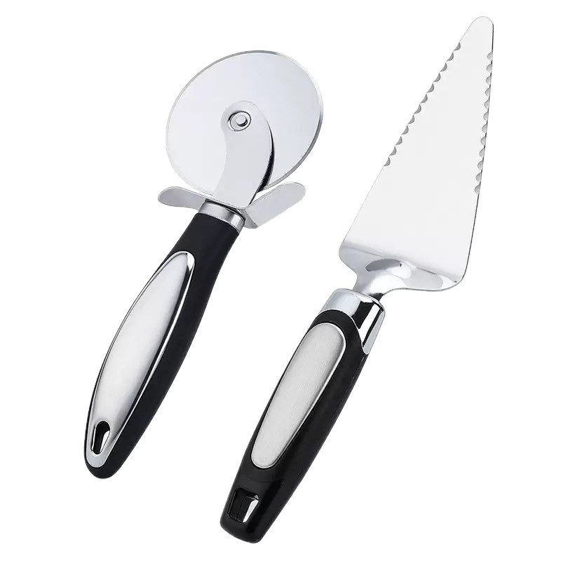 Stainless Steel Pizza Knife Roller Knife Osco Knife Pancake Knife Cake Baking Wheel Tool Pizza Knife Two-Piece Set
