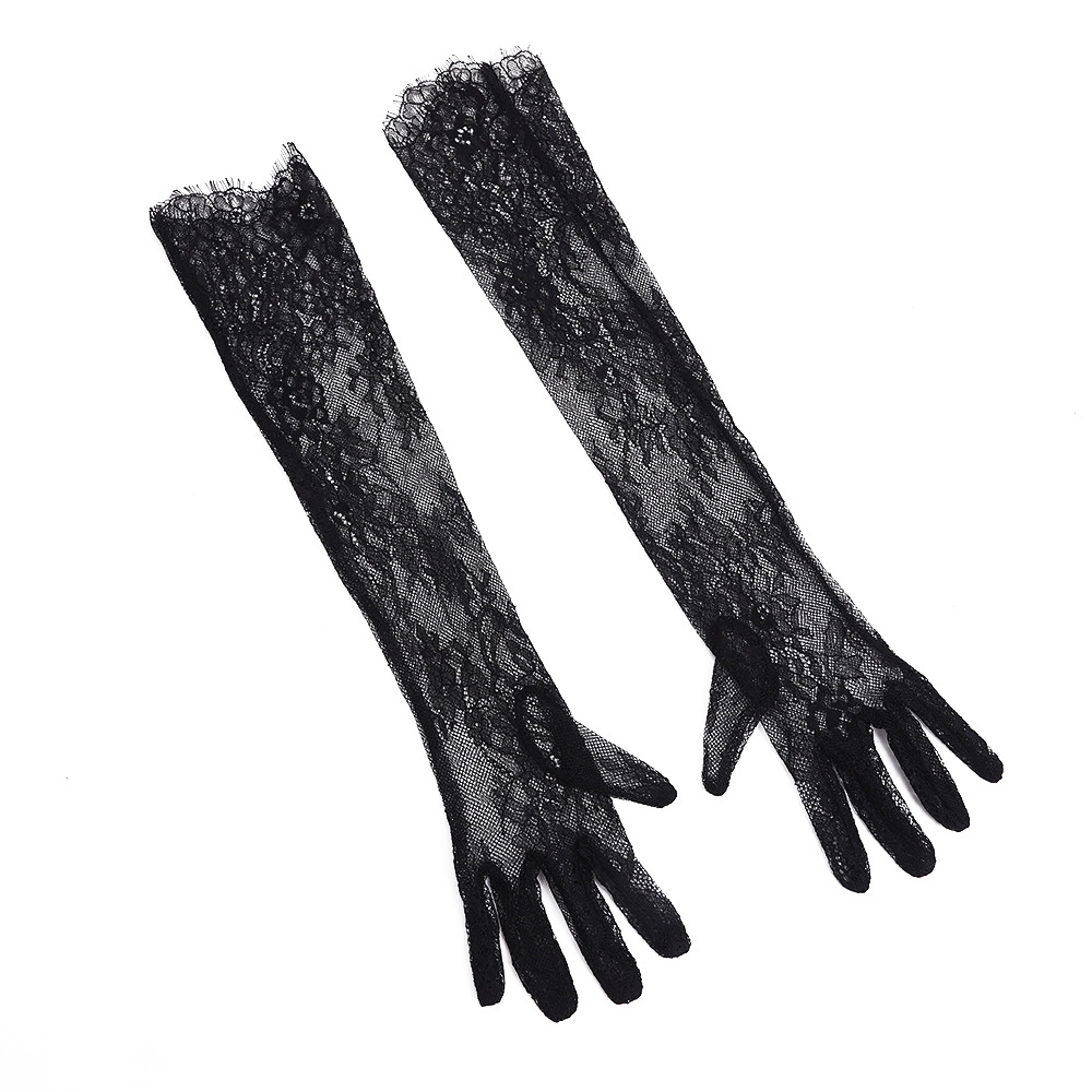 New Cross-border Long Gloves Wedding Dress European and American Halloween Wedding Accessories Black Lace Sleeve Women