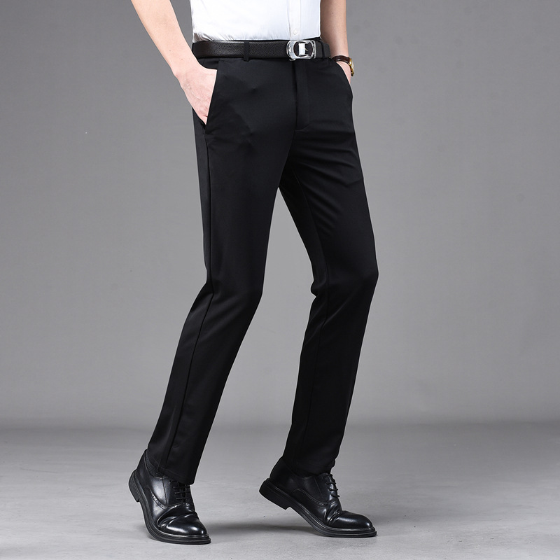 Business Casual Pants for Men, Straight-Leg Formal Wear, Men's Spring and Summer Loose Professional Non-Iron Long Pants, Stretch Suit Pants