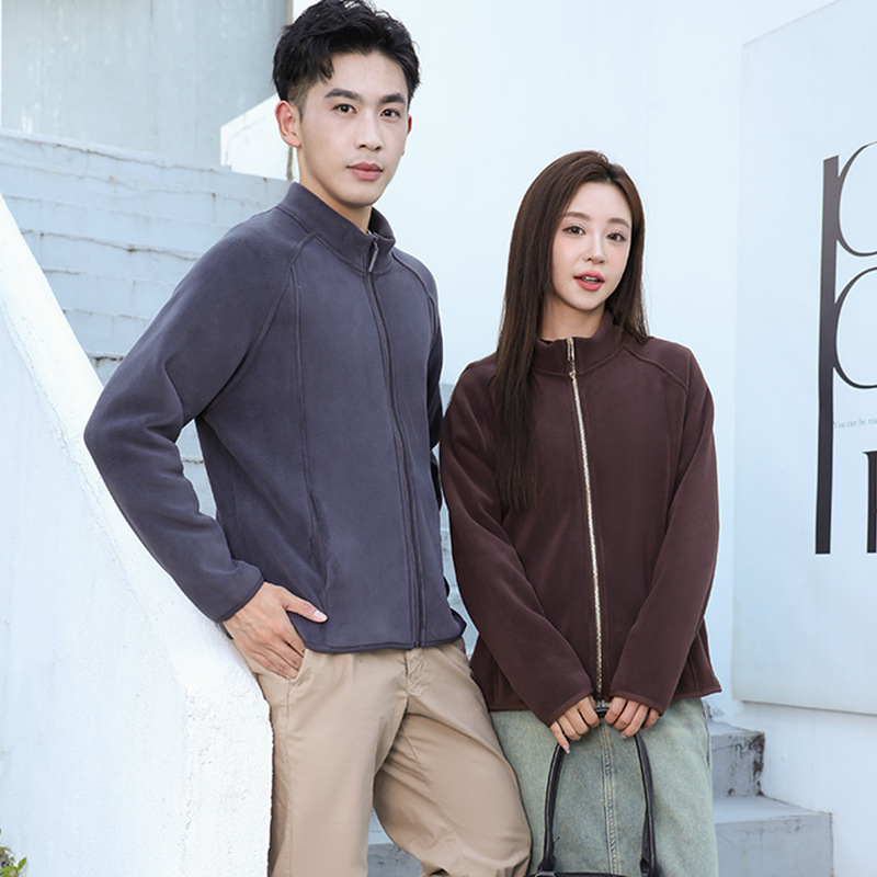 Stand Collar Fleece Jacket for Men and Women, Autumn and Winter Fleece-Lined and Thickeneded Casual Versatile Polar Fleece Outdoor Warm Jacket