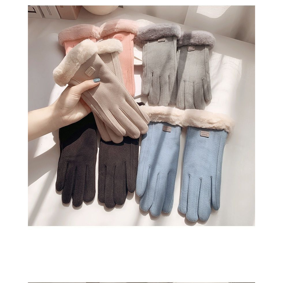 Gloves for Women in Autumn and Winter, Fleece-Lined, Thickened, Warm, Long Style for Students, Women's Winter Cycling Windproof and Cold-Proof Gloves