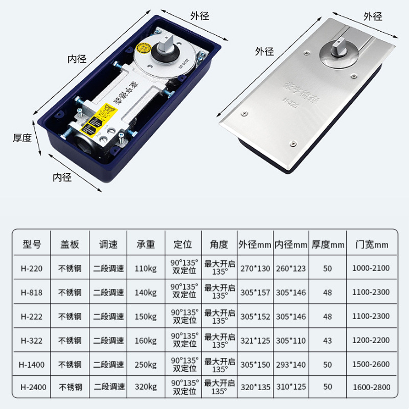 Glass Door Floor Spring 220 Engineering Model Framed Door Accessories Floor Spring Frameless Glass Door Floor Spring Factory