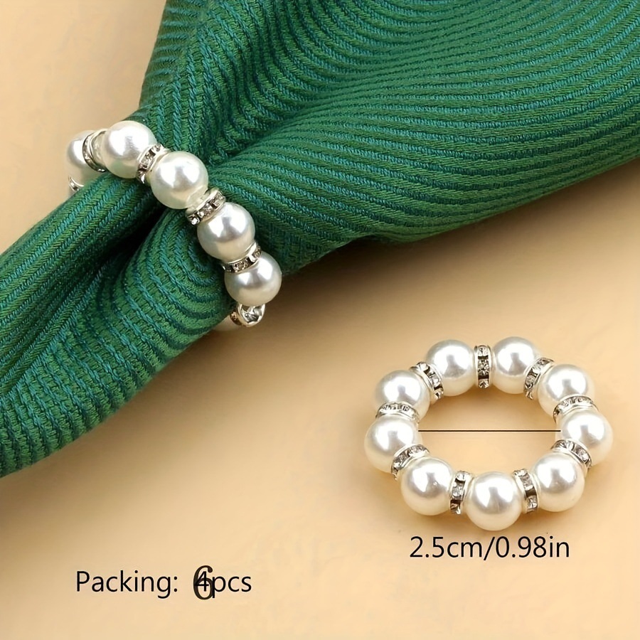 Elegant Light Luxury Pearl Napkin Ring Elegant Wedding Banquet Western-style Tabletop Table Silk Towel Buckle Fashion Accessories Napkin Buckle