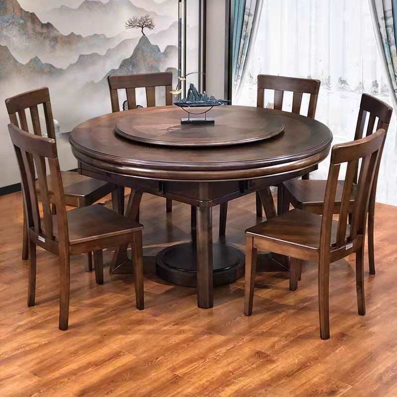 Новый китайский стиль стол для махджонга, круглый стол, полностью автоматический, универсальный, из массива дерева, двухцелевой, многофункциональный