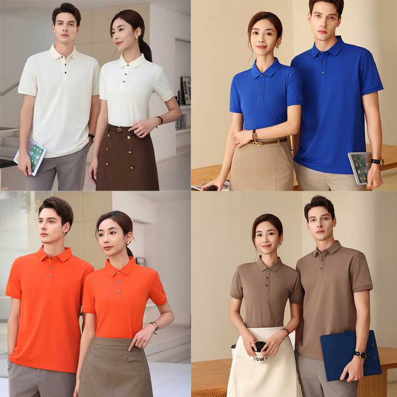 Collared Polo Shirt Workwear Short-Sleeve T-Shirt Corporate Culture Shirt Team Work Top Embroidered Breathable Sweat-Absorbent