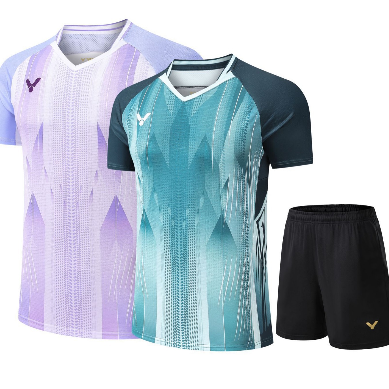 25 Victory Badminton Sportswear T-Shirt Quick-Drying Breathable Tennis Wear for Men, Women, and Children Sweat-Absorbent Printed Short Sleeve