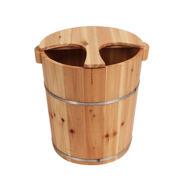 Warm Foot Bath Bucket, Traditional Xizang Foot Bath Bucket, Foot Bath Bucket, Solid Wood Foot Bath Bucket, Small Deep Bucket with Lid Wooden Bucket