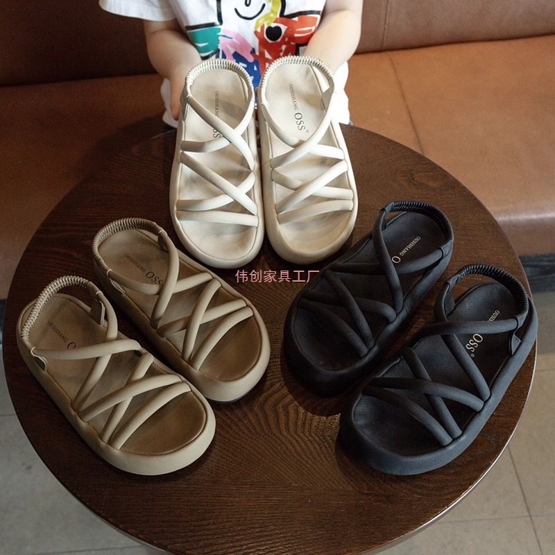 Roman Sandals with Skirts for Women 2025 Summer New Casual Versatile Thick-Soled Beach Shoes for Pregnant Women Super Popular and Feels Like Stepping on Shit