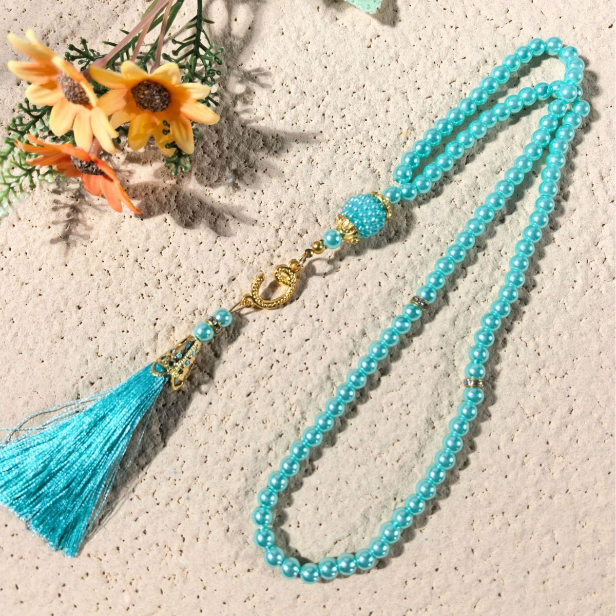 Muslim 99 6mm Imitation Pearl Cross-Border Islamic Rosary Bracelet Hand-Held Prayer Beads Factory Direct Sale