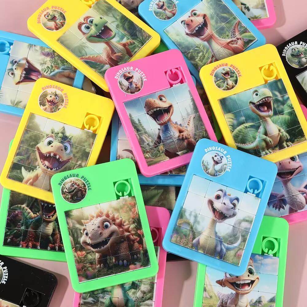 Dinosaur Cartoon Animal Huarongdao Mini 16-Square Puzzle Puzzle School Kindergarten Gift Toy Wholesale