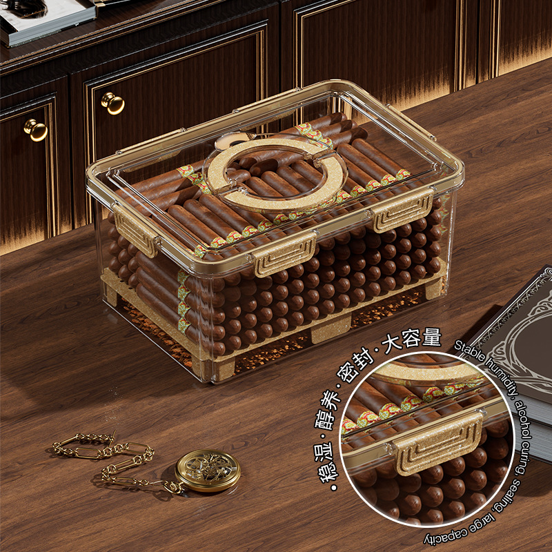 Zhanggong Cigar Humidor Cedar Wood Aging Box Sealed Insect-Proof Cigar Box Convenient Cigar Care Box Cigar Cabinet